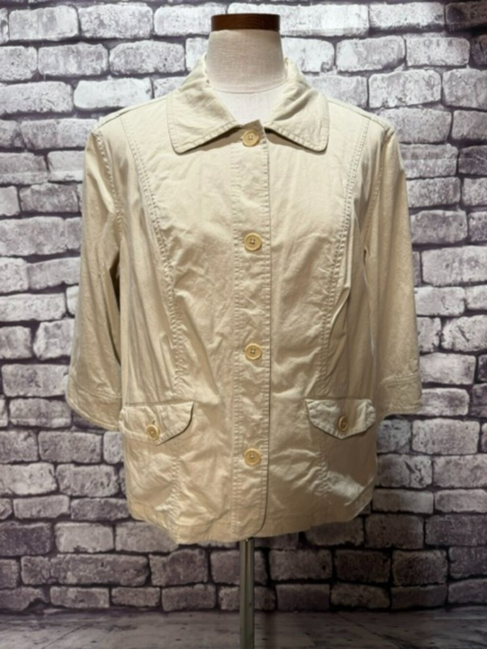 Talbots Khaki Button Down Jackey Size 16WP - Picture 1 of 7